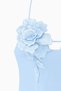 3D Floral Detail Blue Halter Mini Dress - Blue, 42 - 5