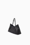 Dimple Black Pebbled Leather, Elegant and Luxurious Large Tote Bag, Paris Style - Black - 3