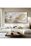 3D White Flower Canvas Print Gold Leaf Textured Wall Art, Large Abstract Floral Canvas, Modern Neutral Wall Decor for Bedroom Living Room 60x120