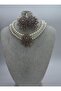 Choker Necklace and Earring Set - White - - 3