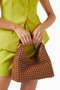 Boomerang Cognac Knitted Leather, Elegant and Luxurious Shoulder-Crossbody Bag, Paris Style - Brown - 5