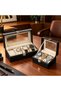 Watch Box 3 Compartment Pu Leather with Transparent Lid Men's Watch Storage and Organization Box Black - 5