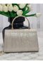 Women's Silvery Evening Dress Bag with Metal Handle and Chain Strap, Hand and Shoulder Bag - 6