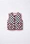 Children's Racing Patterned Black and White Checkerboard Patterned Quilted Vest - 2