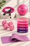Pilates Exercise Set 6 mm Mat 5-Piece Latex Resistance Band 20 cm Ball Jump Rope 1 kg X2 Dumbbells