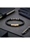 Genuine Leather and 316L Gold Steel Men's Bracelet - 21 cm - 4