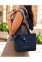 Women's Multi-Compartment Scarf Detailed Cross Strap Luxury Hand and Shoulder Bag Size: 25 X 20 cm - 2