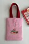 Gingham Patterned Short Sleeve Strap Book Carrying Bag Case - 2