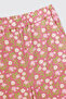 Girl's Crew Neck Patterned Pink Pajama Set - 7