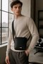 Men's Bag with Faux Leather Strap