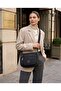 Women's Black Parachute Fabric 4-Compartment Shoulder and Crossbody Daily Bag 24X20 cm -