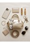 Gold Shiny Textured Women's Handbag and Crossbody Bag - - 6
