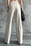 Women's Pleated High Waist Wide Leg Lycra Palazzo Trousers 1139 Beige - 7