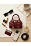 Mini Claret Red Shiny Patent Leather Look Women's Handbag with Crossbody Strap - - 3