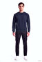 Men's Regular Cut Logo Detailed Round Neck Cotton Long Sleeve Navy Blue Sweatshirt