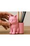 3D Printed Cat Figurine Pen Holder - Desktop Organizer - Pink