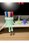 3D Printed Movable Smiley Pen Holder - Articulated Desktop Organizer - Mint