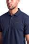 Men's Regular Fit Plate Logo Detailed Short Sleeve Navy Blue Polo Collar T-Shirt - 3
