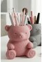 3D Printed Cute Teddy Bear Pen Holder - Desktop Organizer - Pink