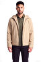 Men's Bird and Goose down Filled Regular Cut Hooded Long Sleeve Beige Jacket