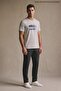 Men's Crew Neck Text Print Short Sleeve Gray T-Shirt - 4