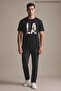Men's Crew Neck Cotton Text Print Black T-Shirt