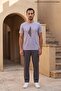 Lilac Men's Abstract Pattern Printed Crew Neck Loose Fit T-Shirt - 3