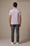 Lilac Men's Abstract Pattern Printed Crew Neck Loose Fit T-Shirt - 6