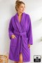 Luxury 100% Cotton Women's Bathrobe with Pockets, Soft Textured Home Wear Towel Bathrobe, Purple