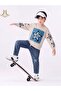Boy's Oversize 2 Thread Swetshirt with Embroidery Detail Denim Trousers 2-Piece Set - 3