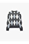 Baklava Patterned Crew Neck Long Sleeve Knit Sweater - 4