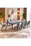 Marble dining table with 10 chairs - 3