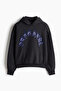 Kapüşonlu ve Baskılı Üst Oversized Fit - 4