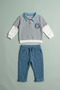 Baby Boy Striped Polo Collar 2-Piece Set - 2