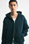 Kapüşonlu Fermuarlı Baskılı Üst Oversized Fit - 3