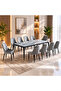Marble dining table with 10 chairs - 2