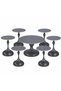 Round Ceramic Tea Set 1+6 Dark Grey