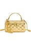 Gold Quilted Box Handbag with Chain Strap, Mini Top Handle Crossbody Shoulder Bag, 19x8.5x9.5cm, PU