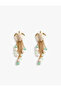 Bead Detailed Dangle Chain Turtle Earrings