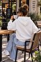 Women's Plain Hooded Sweatshirt with Kangaroo Pocket - 2