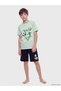 Lcw Kids Green Crew Neck Boy's Pajamas Set with Shorts