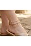 Gold Color Double Layer Women Beaded Chain Anklet