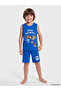 Lcw Kids Blue Printed Boys' Shorts Pajama Set