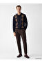 Southblue Navy Blue Polo Collar Diamond Patterned Men's Knit Sweater - 2