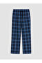 Navy Blue Regular Fit Plaid Men's Pajama Set - 8