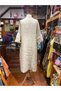 Ecru Color Straight Collar Pocket Detailed Loose Linen Dress - 8