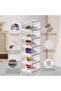 Atromans Large 6 Pack Shoe Storage Box, Clear Acrylic Stackable Shoe Organizer, Foldable Shoe Rack S - 3