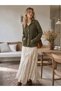 Darcy Polo Collar Pocketed Knitwear Cardigan Women's Khaki - 5