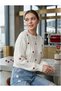 Heart Embroidery Detailed Hair Braided Crop Women's Sweater - 3