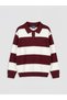 Lcw Kids Burgundy Polo Collar Striped Boys' Knit Sweater - 2